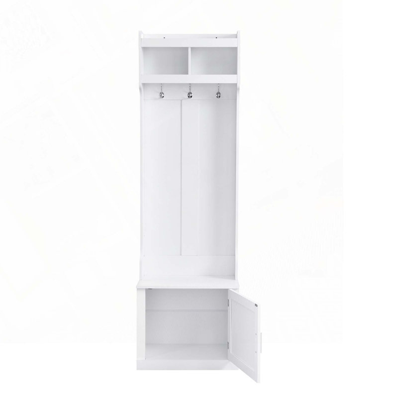 Arbre d'entrée Pami avec banc et rangement pour chaussures, Blanc
