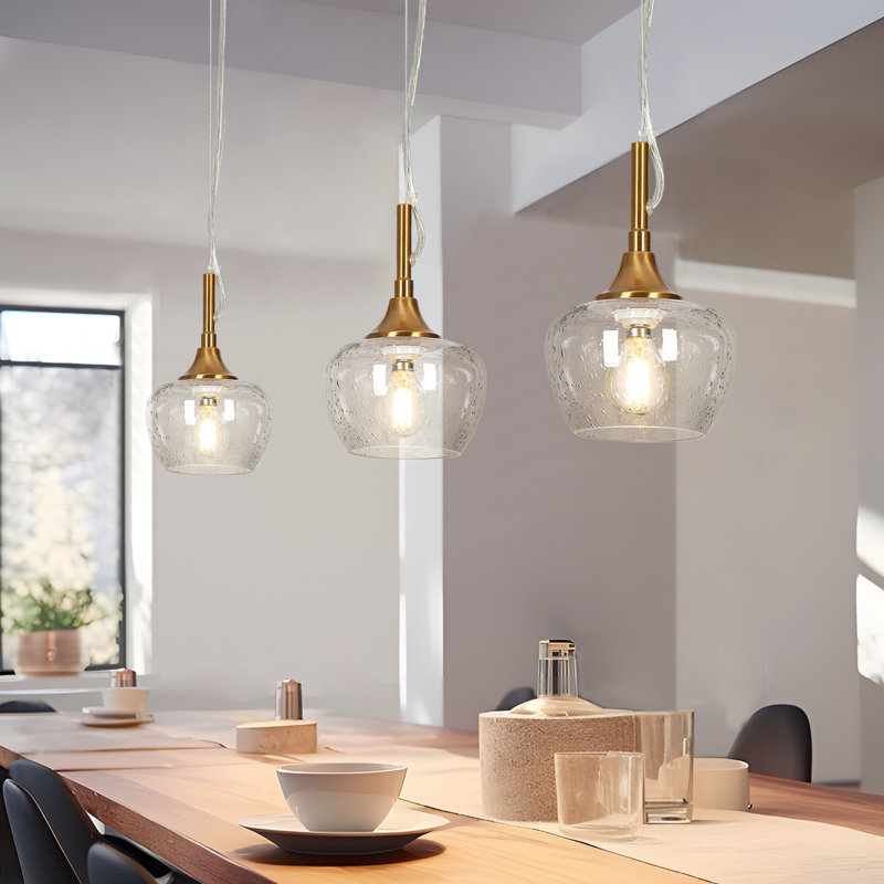 Modern Mini 1-Light Seeded Glass Pendant Light