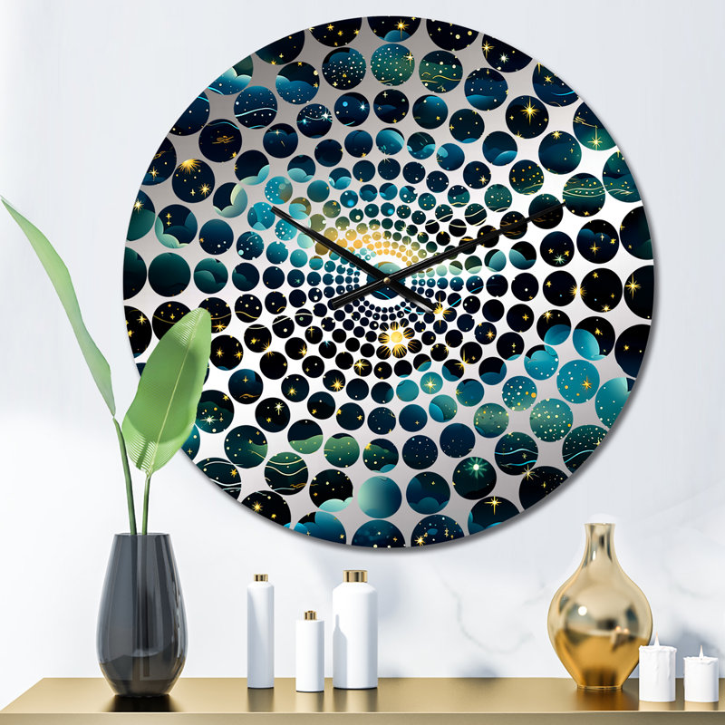 Horloge murale abstraite Midnight Indigo Galatic, Médium