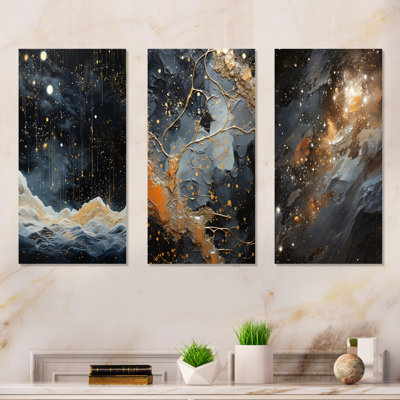 Abstract Gold And Black Constellation