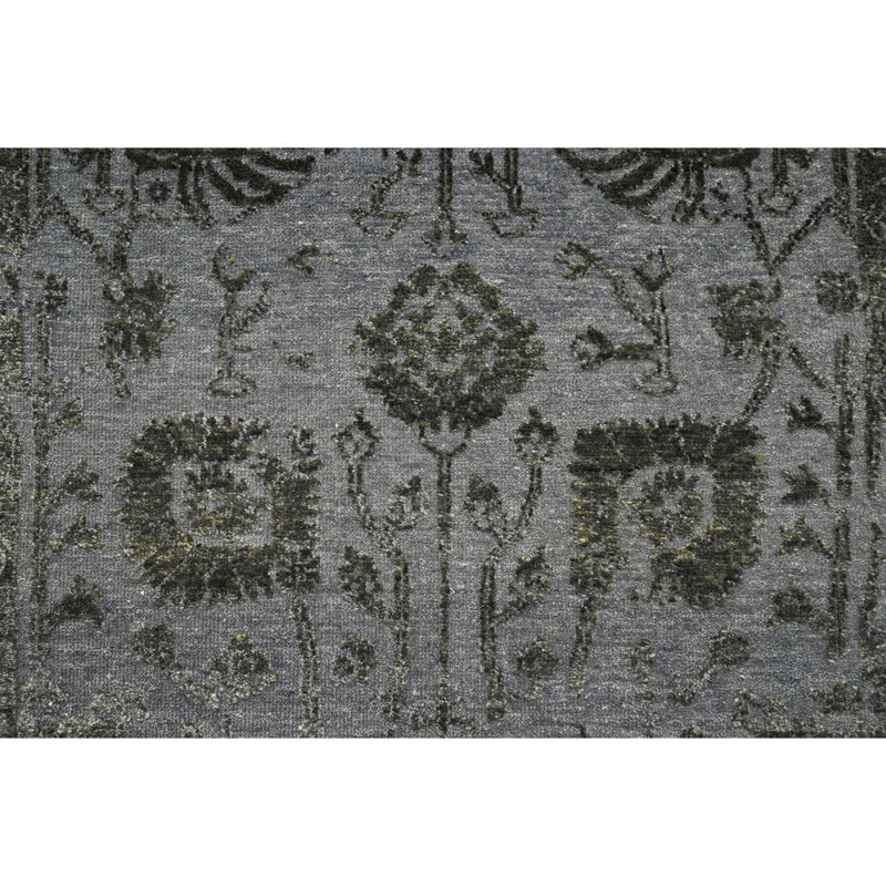 Tapis vert et noir noué à la main de haute qualité