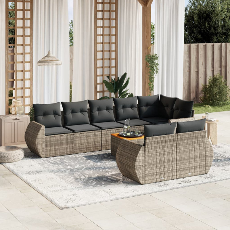 Ensemble de canapé de jardin Vidaxl PE gris rotin modulaire