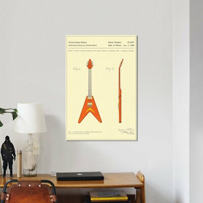 T.M. McCarty (Gibson) Stringed Musical Instrument (""Flying V"") Patent' Graphic Art Print on Canvas -  East Urban Home, EAUU1223 37486275