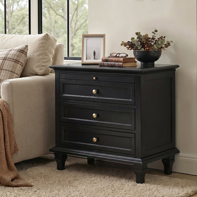 3-Drawer Traditional End Table with Charging Station and Pull-out Shelf 