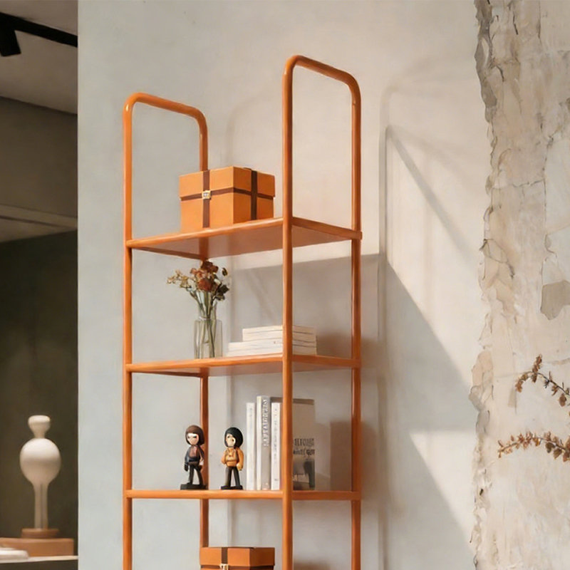 Tablette orange en fer, (6 Shelves) 63"H x 31.5"W x 11.81"D