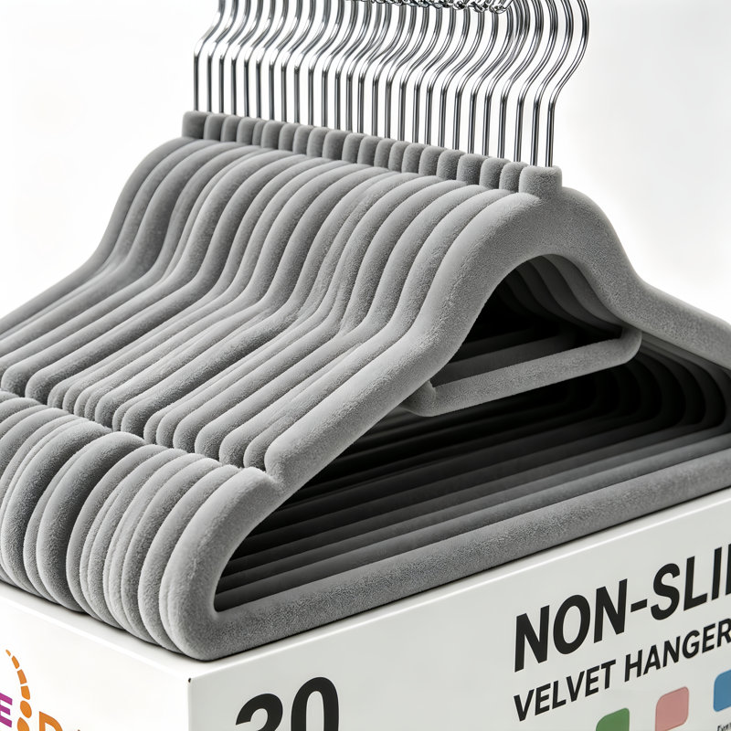 Ensemble de 30 cintres gris en velours antidérapant pour ranger les vêtements