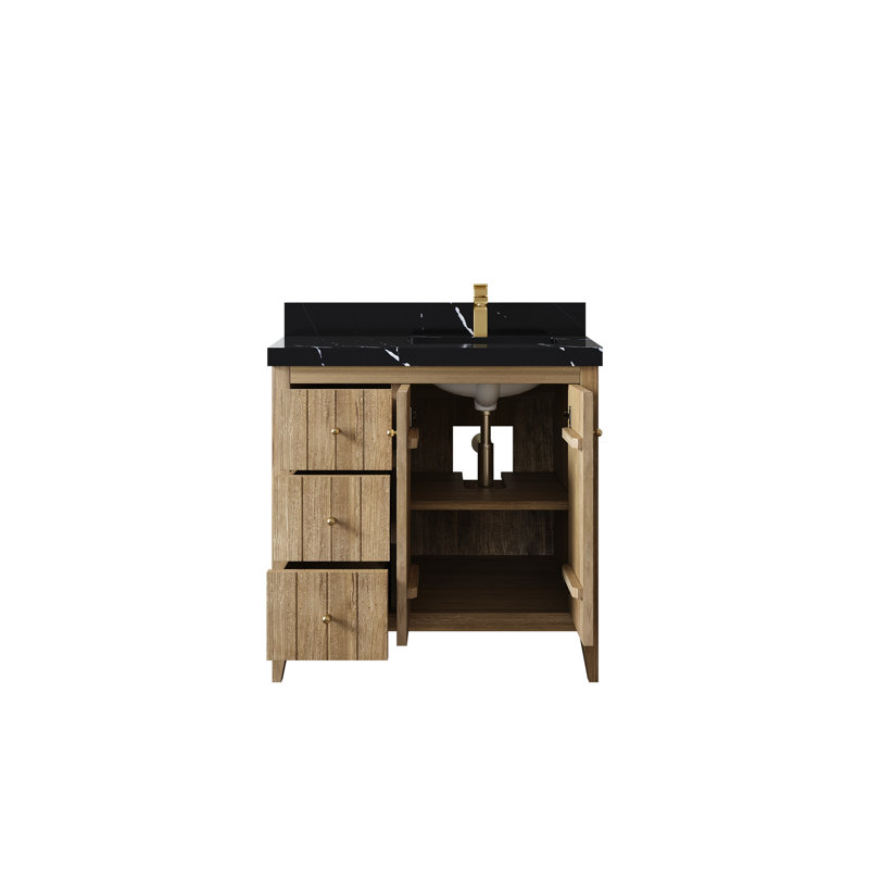 Teck d'Atlanta 22 po De salle de bain Quartz, Noir Calacatta