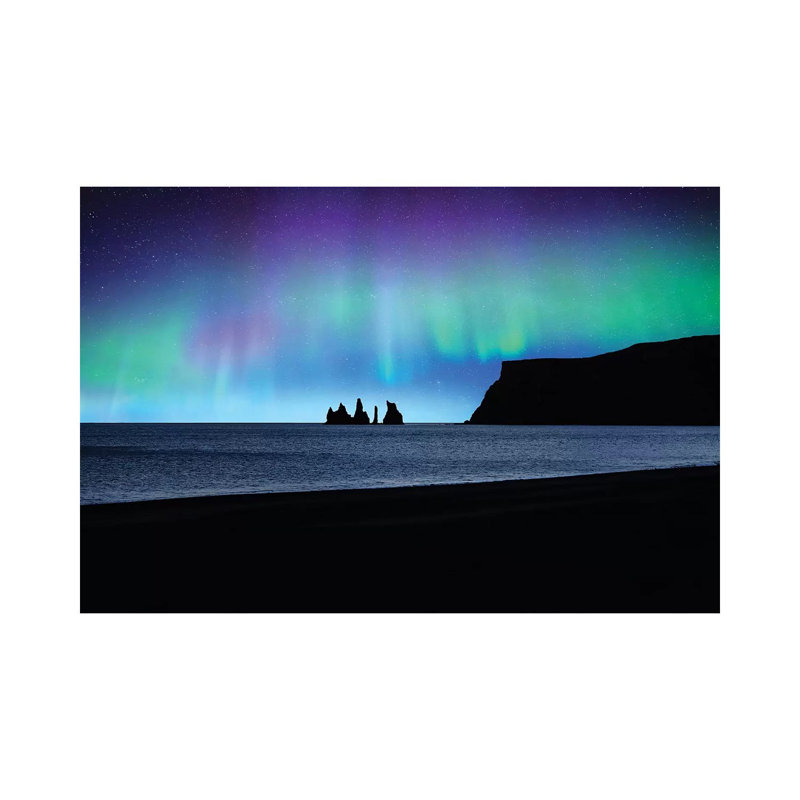 Vik Under Lights by Philippe Sainte-Laudy - Print on Canvas, Wrapped Canvas, 30.48 cm H x 45.72 cm W