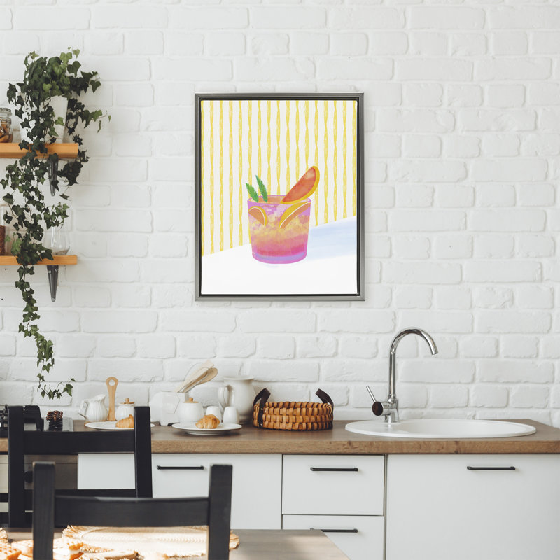 Cadre flottant cocktail Téquila Spirz, design par Dina Riddle, H 31 po x l 25 po, Cadre flottant gris lustré