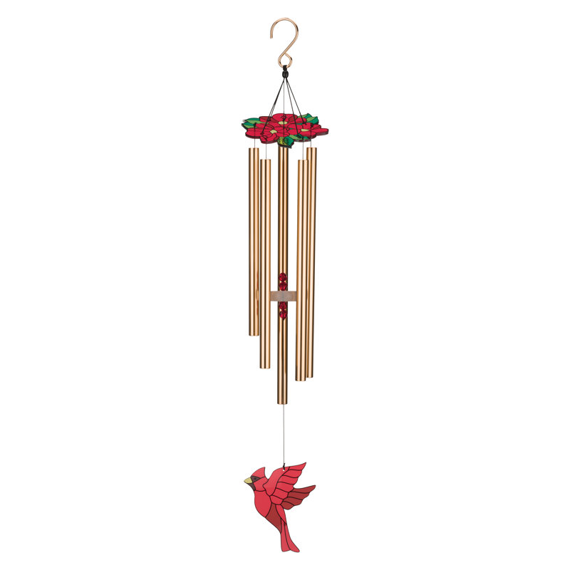 32 carillons à vent en métal et acrylique avec crochet décoratif et 32 décorations inspirées de la nature, Cardinal