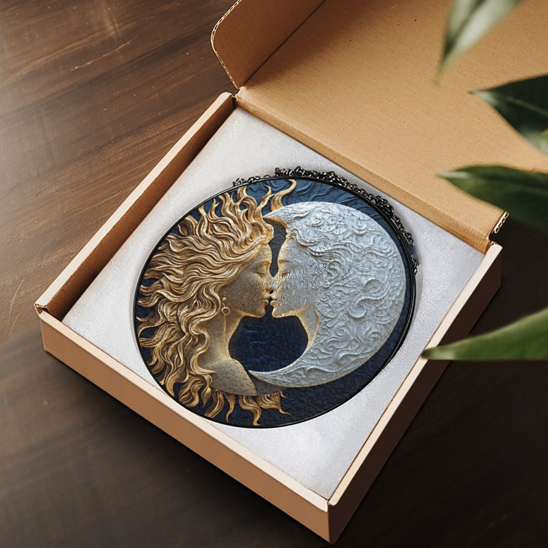 Sun Moon Yin Yang Kissing, 9,8 x 9,8 po (25 x 25 cm)