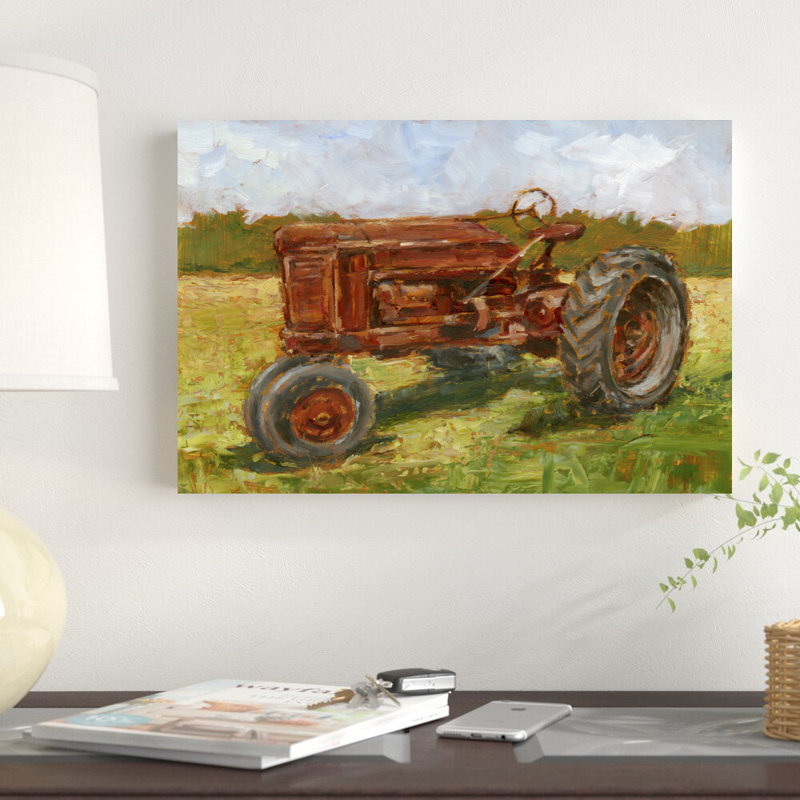 «Rustic Tractors II» par Ethan Harper - peinture sur toile tendue, H 12 po x l 18 po