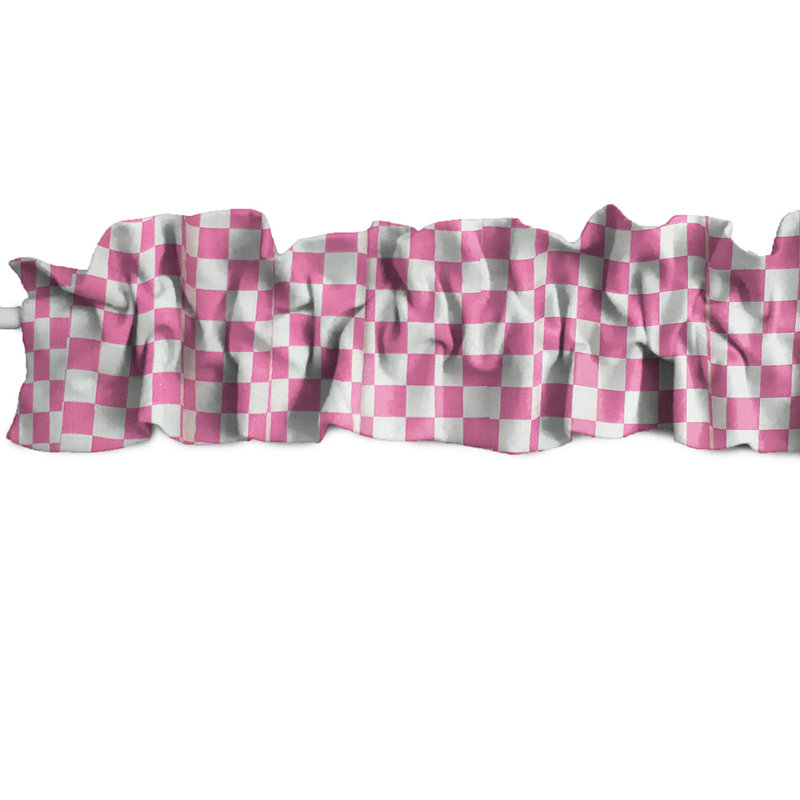 Cantonnière à carreaux à imprimé damier, L 120 po x L 9 po, Rose