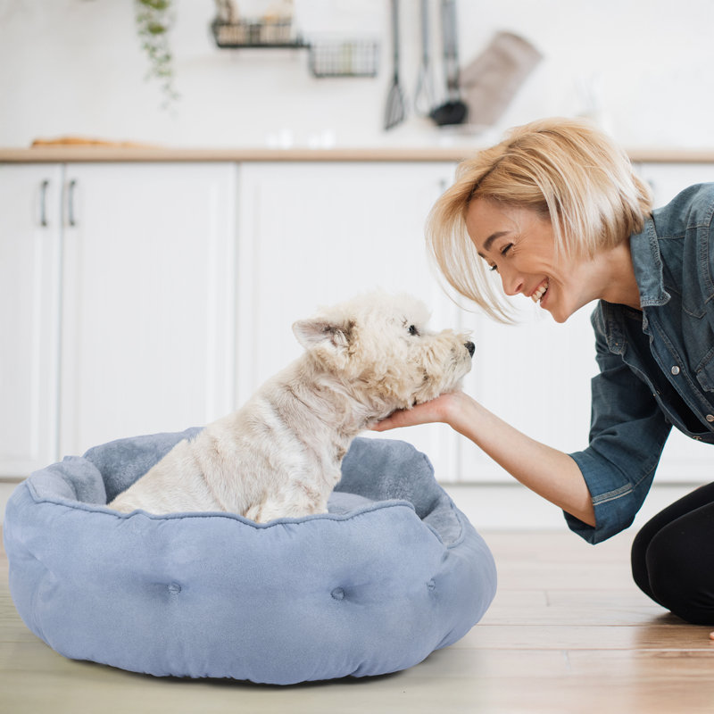 Lit rond pour chat, Moyen L 25 po x l 21 po, Bleu givré