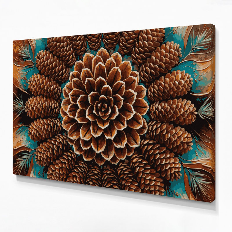«Southwestern Plants Pinecone 182», art mural sur toile brune, H 20 po x l 24 po