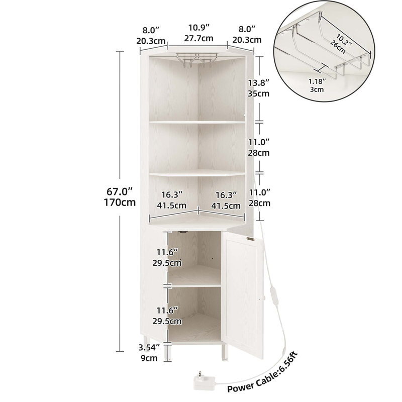 Breasia 67" Corner Bar Cabinet with Wine Storage & LED