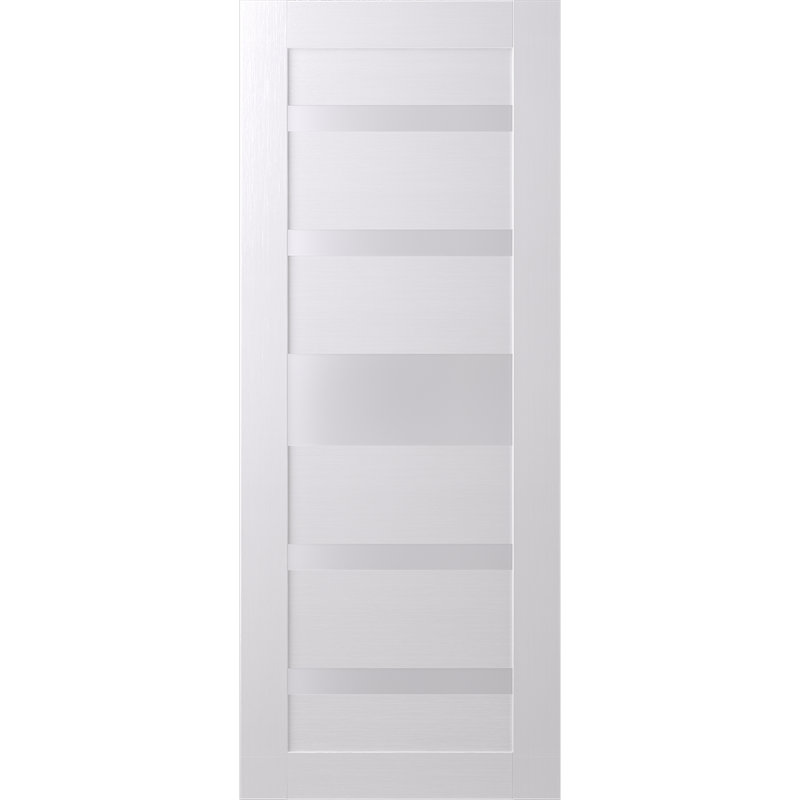 Panneau de porte standard en bois manufacturé et en verre Gina, 17,75 po x 79,37 po, Blanc noble