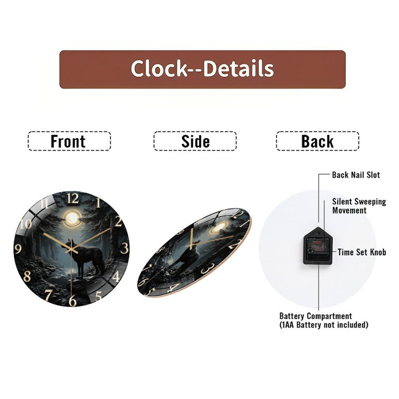 Horloge murale en verre 12 po Moonlit