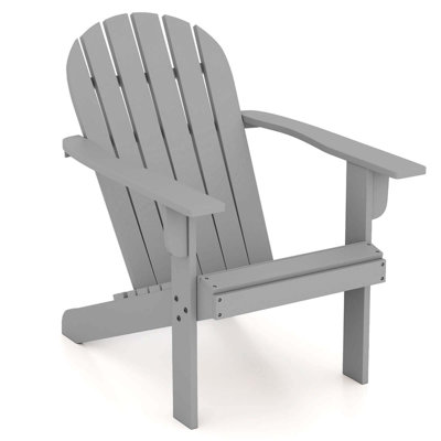 Patio Adirondack Chair With Inclined Seat High Backrest & Wide Armrests