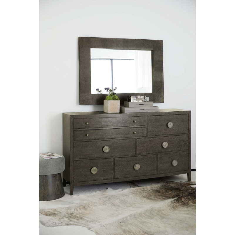 Linea Rustic Distressed Dresser Mirror, Linea - Cerused Charcoal Finish