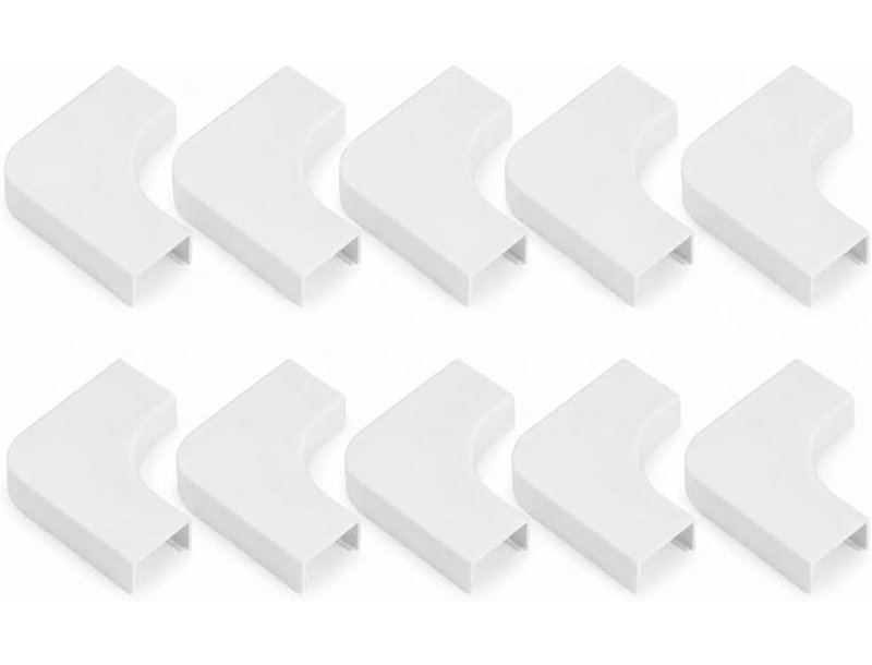90 Degree Cable Trunking Bend Connector, 15mm x 10mm, White, Pack of 10, 2.5cm H x 4cm W x 2.5cm D