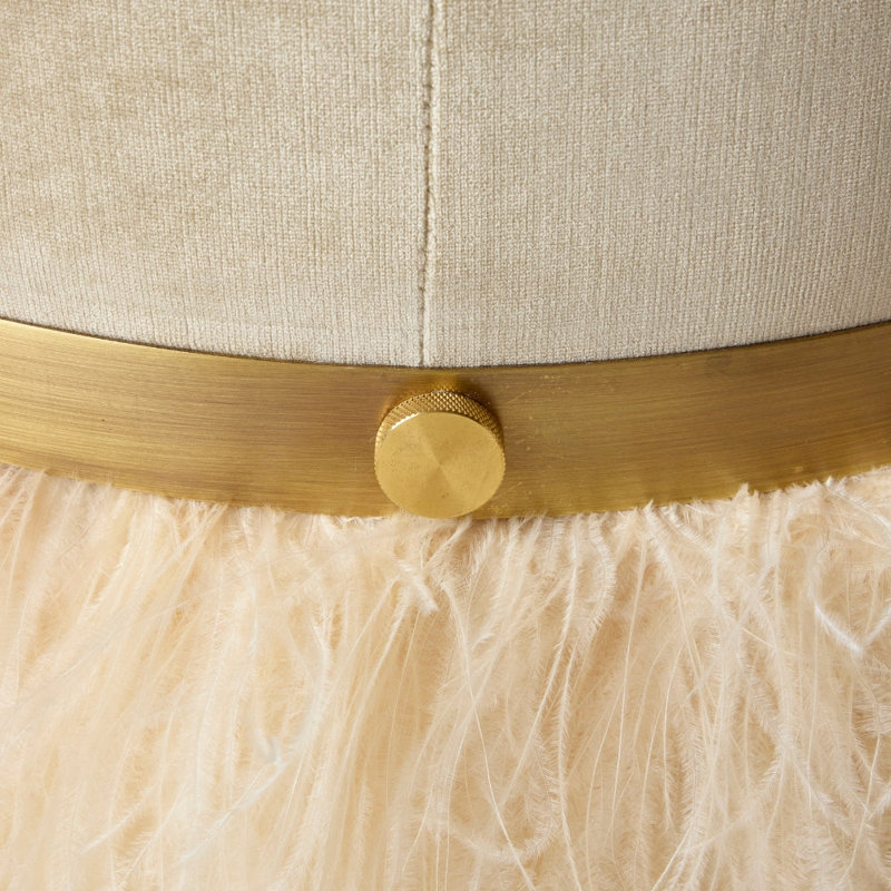 Ostrich Fluff Pouf, Porcelain/Cream