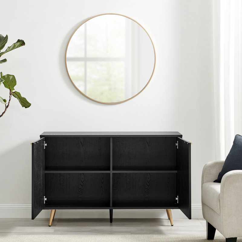 Impala Black & Copper Effect Living Room Sideboard - Sleek Scandi Design Cabinet Storage
