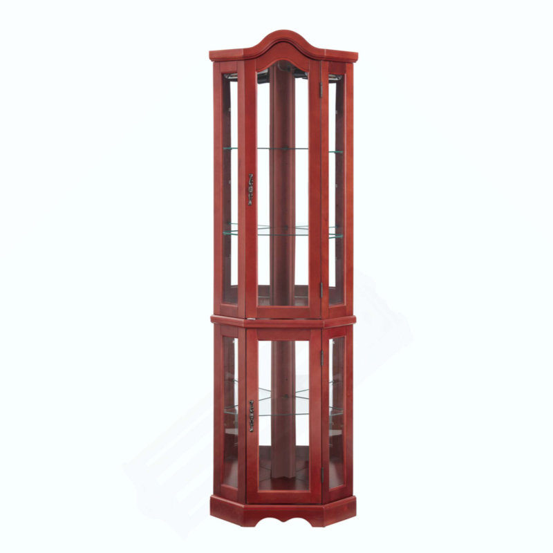 Vitrine de coin lumineuse avec portes et tablettes en verre trempé - Vitrine élégante avec ampoule pour le décor du salon et de la chambre à coucher