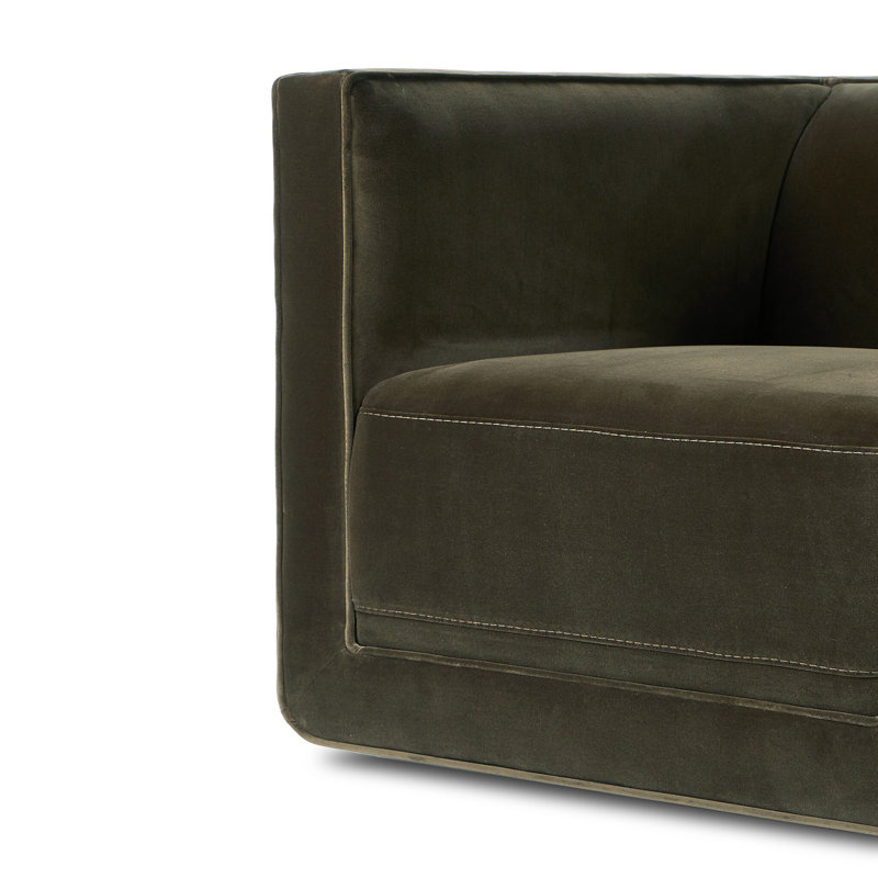 Phillip Swivel Chair-Delta Tweed, Surrey Olive Velvet