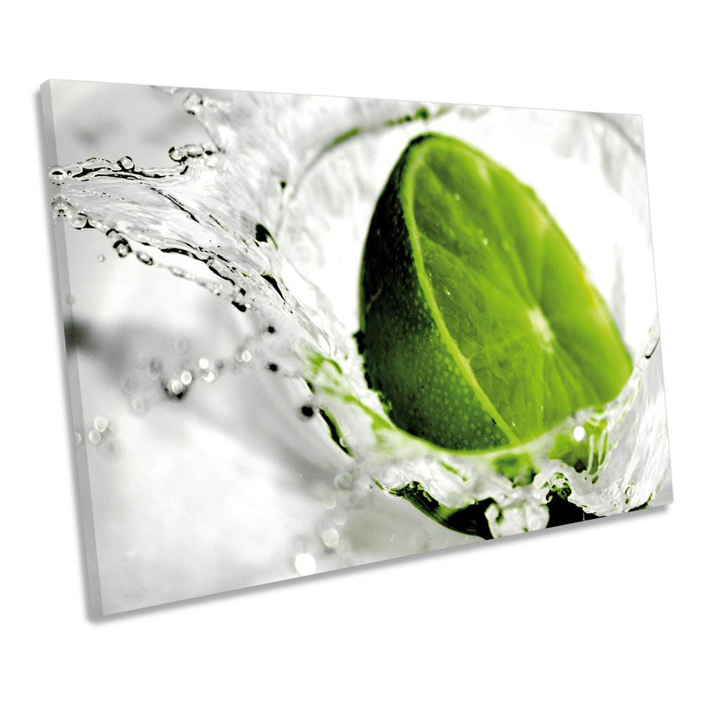 Green Lime Kitchen Splash Fruit - Wrapped Canvas Print