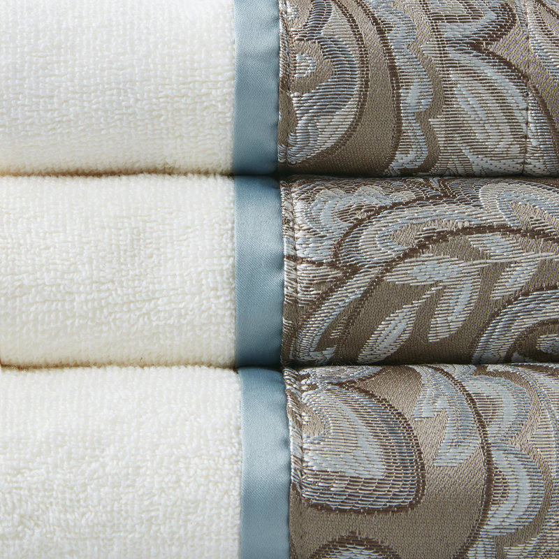 Aubrey 100% Cotton 6 Piece Quick Dry Cotton Towel Set, Blue/brown