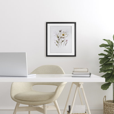 Délicat brin de fleurs pressées, impression encadrée sous verre, design avec lettres et doublure