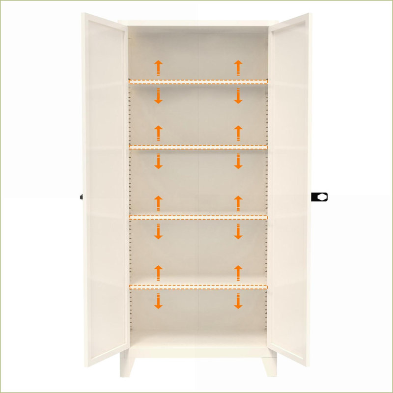 Cabinets 71'' Metal Storage Cabinet with 2 Doors, Lock &amp; Adjustable Shelves | Beige | Bedroom | Scandinavian