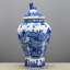 Blue and White Temple Jar with Lid