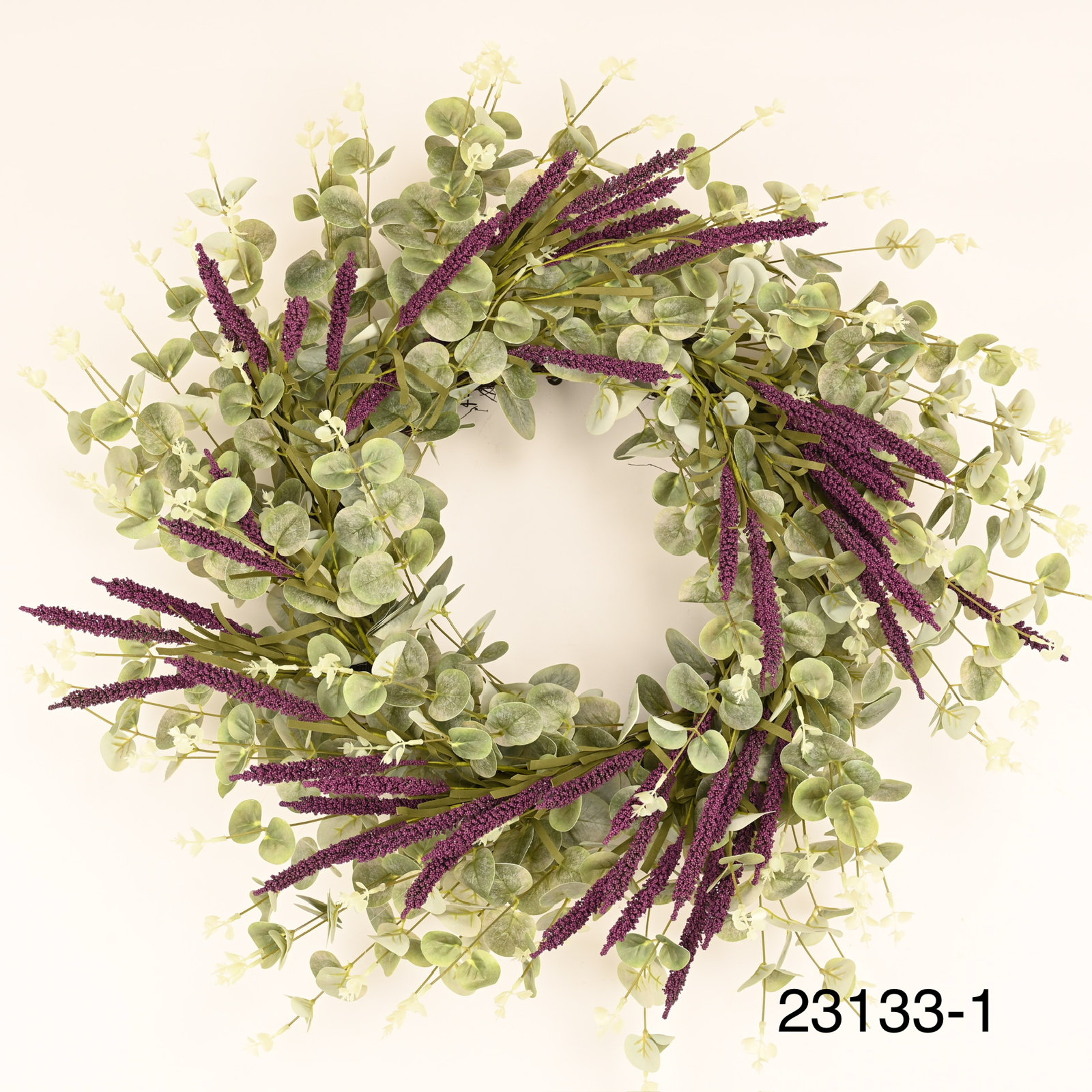 26" Eucalyptus Wreath, Purple/Green