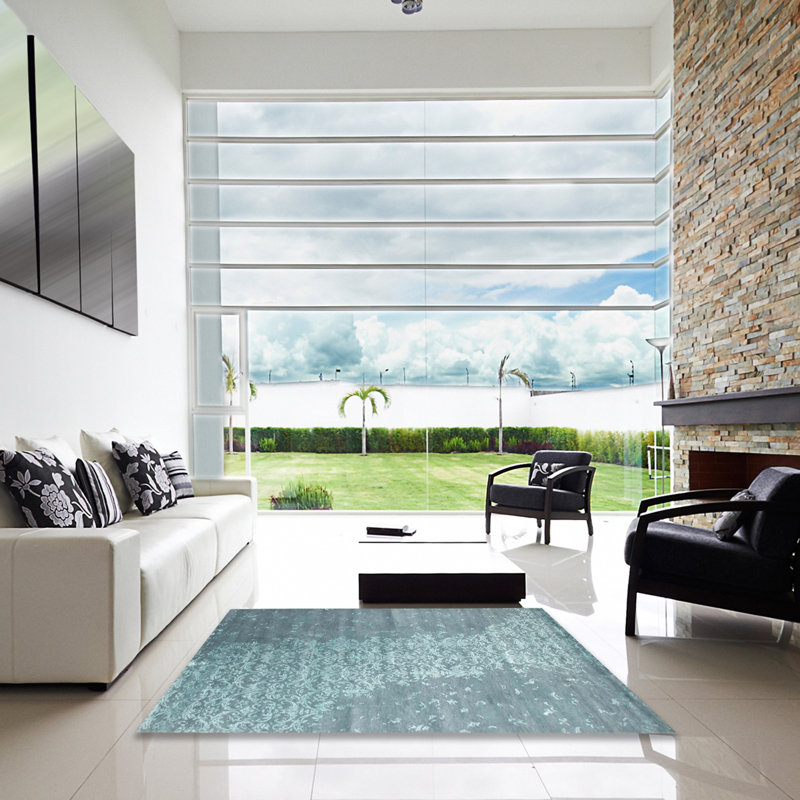 Tapis décoratif gris contemporain, Carré 3 pi
