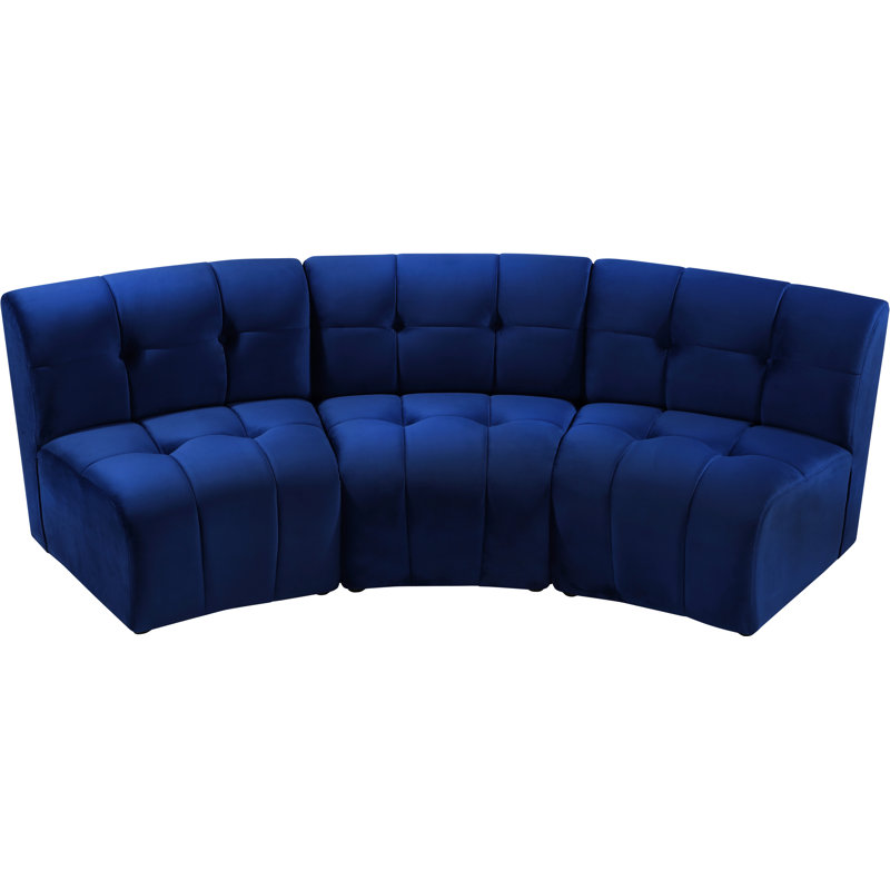 Jedson Velvet Sectional Symmetrical, Navy Velvet