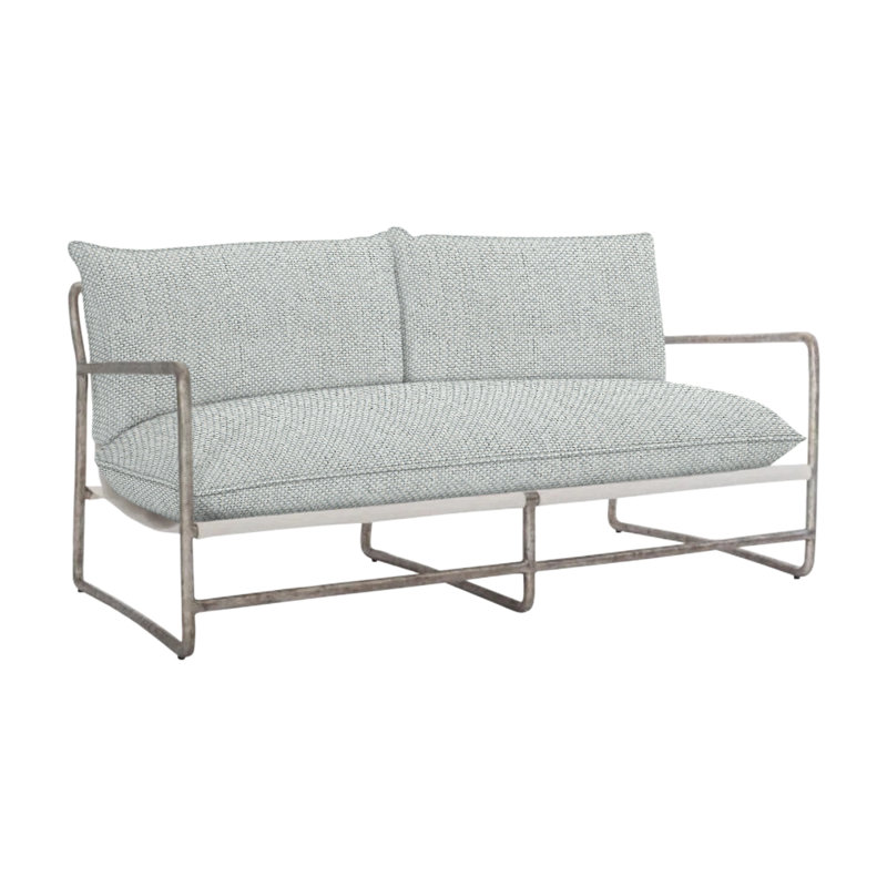 Sorrento Outdoor Metal Loveseat, Light Grey Linen 6032-010