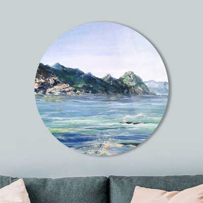 Handcrafted Abstract Sea And Mountain Landscape Glass Wall Art Perfect For Enhancing Your Home Decor And Creating A Unique Coastal Atmosphere