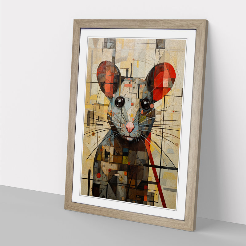 XYZ-FRM-V1223-5413 Rat Constructivism - Single Picture Frame Print on Wood, Oak, 34cm H x 25cm W x 2cm D