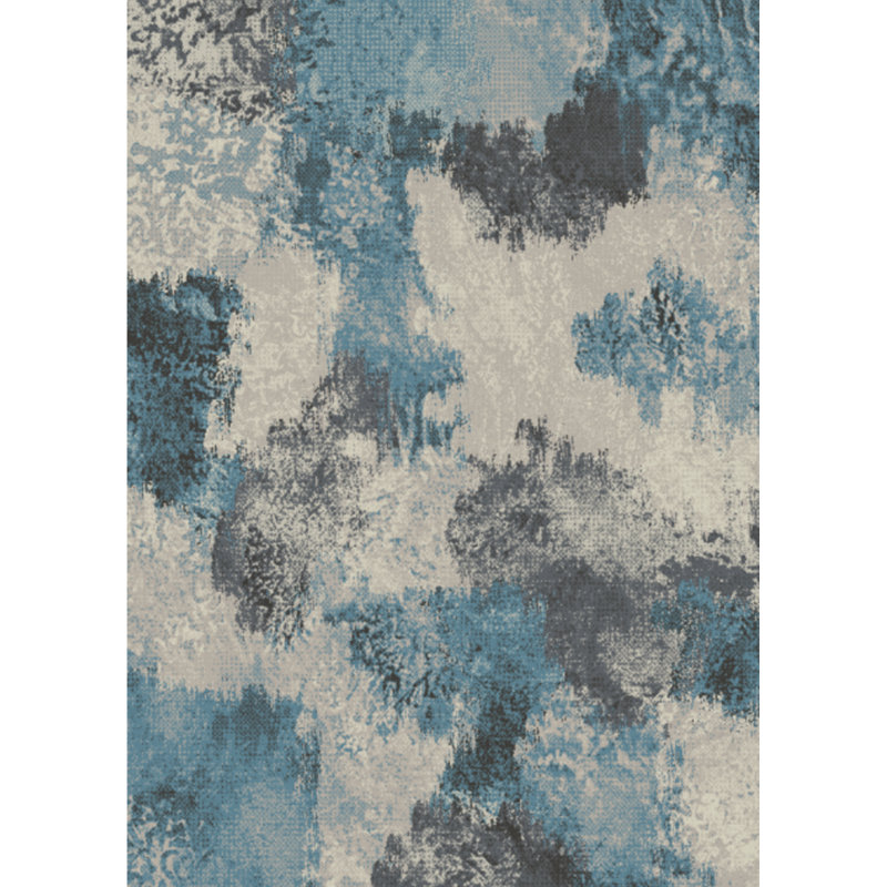 Tapis décoratif bleu abstrait thornfeldt, Rectangle 5 pi 3 po x 7 pi 3 po