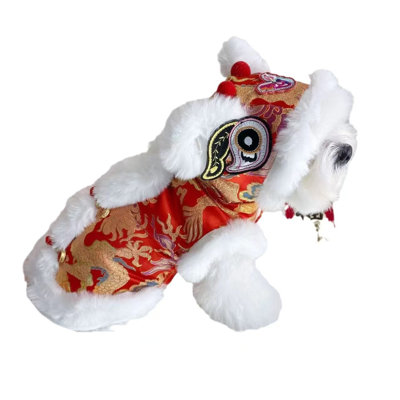 une année de costume de danse de chien, un manteau de fête pour animaux de compagnie, des vêtements chauds d'hiver pour les petits chiens de taille moyenne et les petites bises de bichon