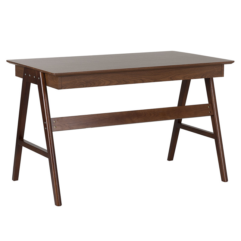 Marcello Solid Wood Base Writing Desk, Dark Brown, Dark Brown