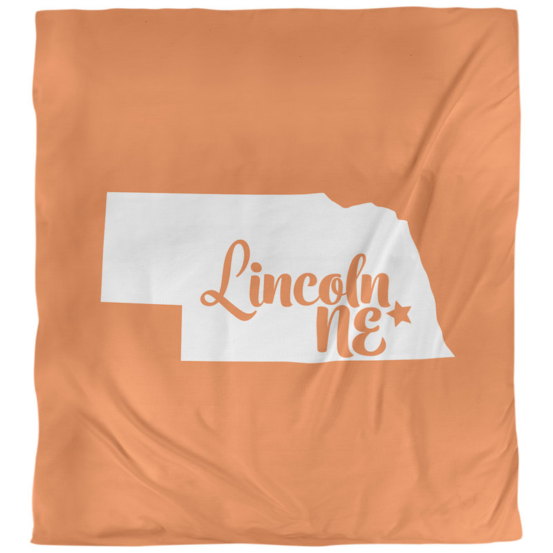 Housse de couette lincoln nebraska, Housse de couette pour grand lit, Orange, Polyester brossé
