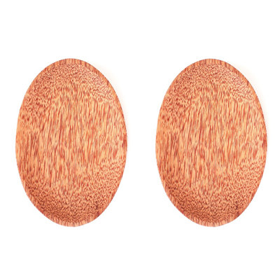 Oval Coconut Wood Plate 2-Pack