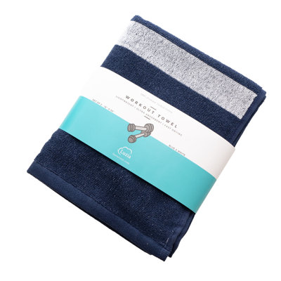 Ensemble de 2 serviettes de bain rayées bleues