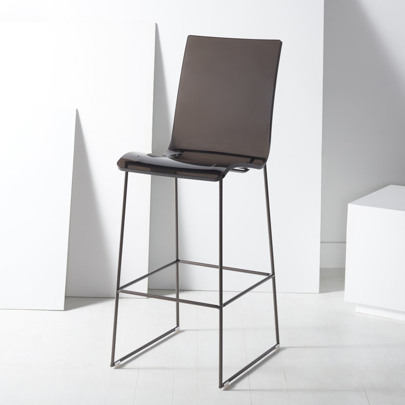 Heichman Counter Stool with Iron Frame, Smoke Grey/Gunmetal