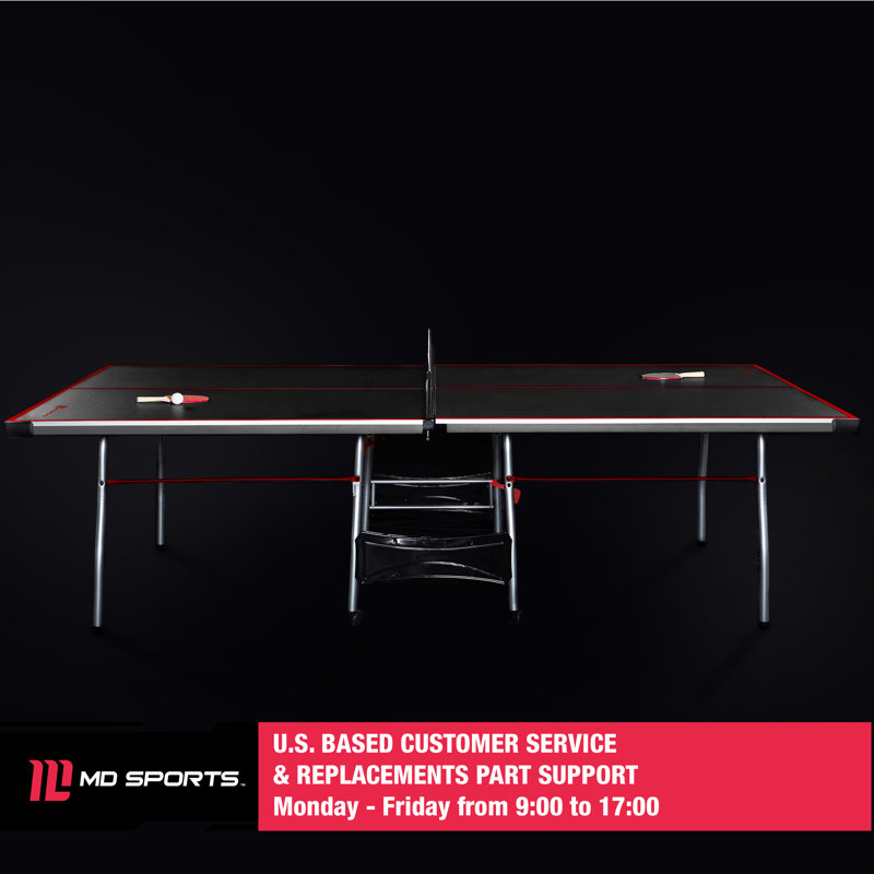 MD Sports Official Size 15mm 4 Piece Indoor Ping Pong Tennis Table, Black
