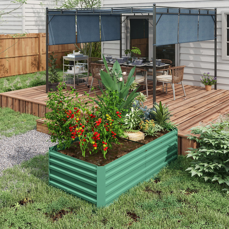 Ensemble de potager surélevé galvanisé de 1,83 m x 0,91 m x 0,61 m - Grand bac à fleurs en métal pour légumes, fleurs et herbes aromatiques, trousse de structure renforcée, fleurs et contenant de qualité