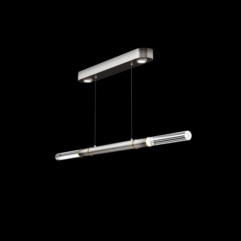 Antonia 62"W Linear Pendant, Brass/Ombre Silver